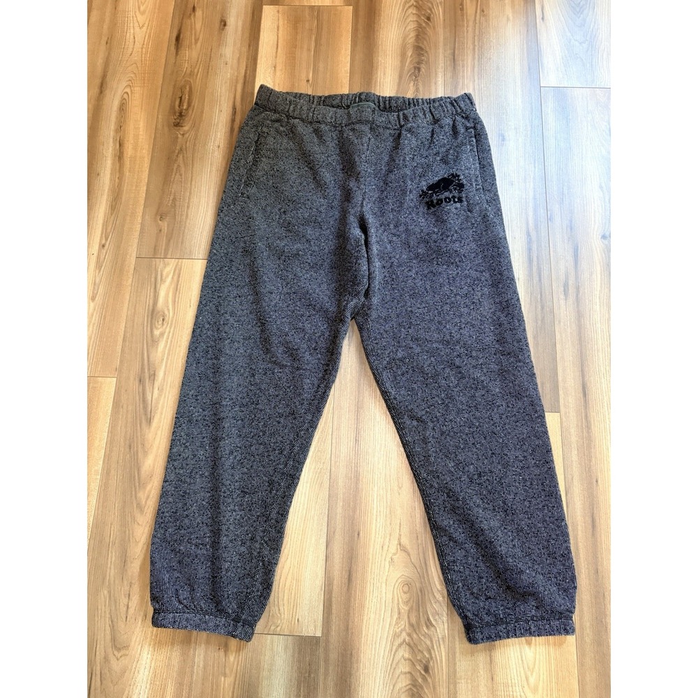 Roots Jogger Sweatpants Men's Black Pepper Athleisure Drawstring Large